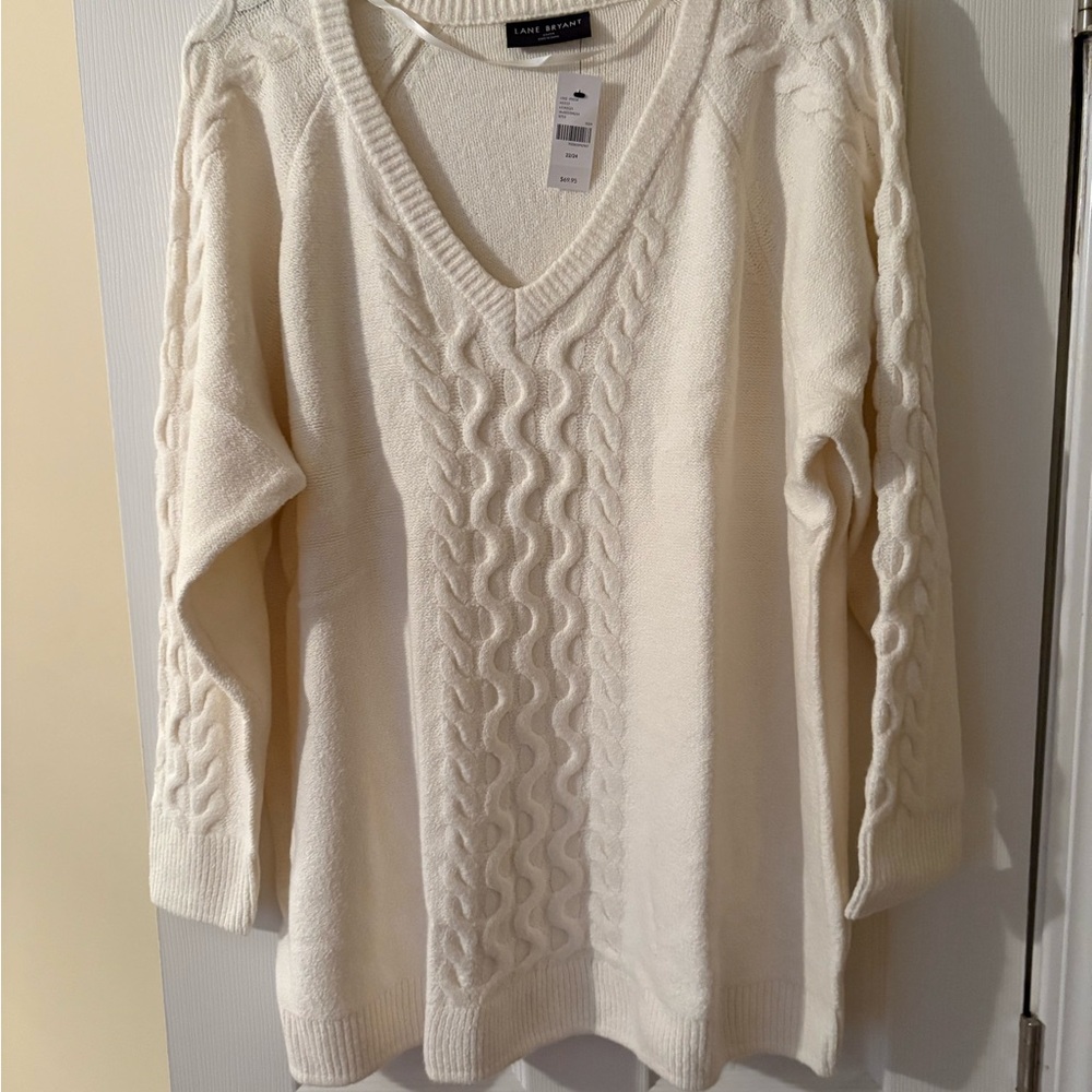 Lane Bryant V-Neck Sweater - Cream